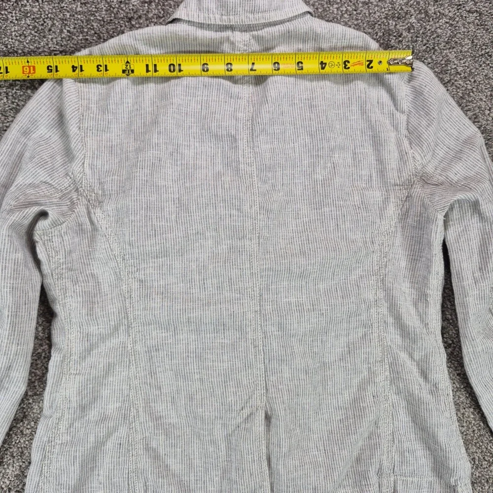 Eileen Fisher Blazer Womens XS Gray Pinstripe Hemp Organic Cotton Jacket